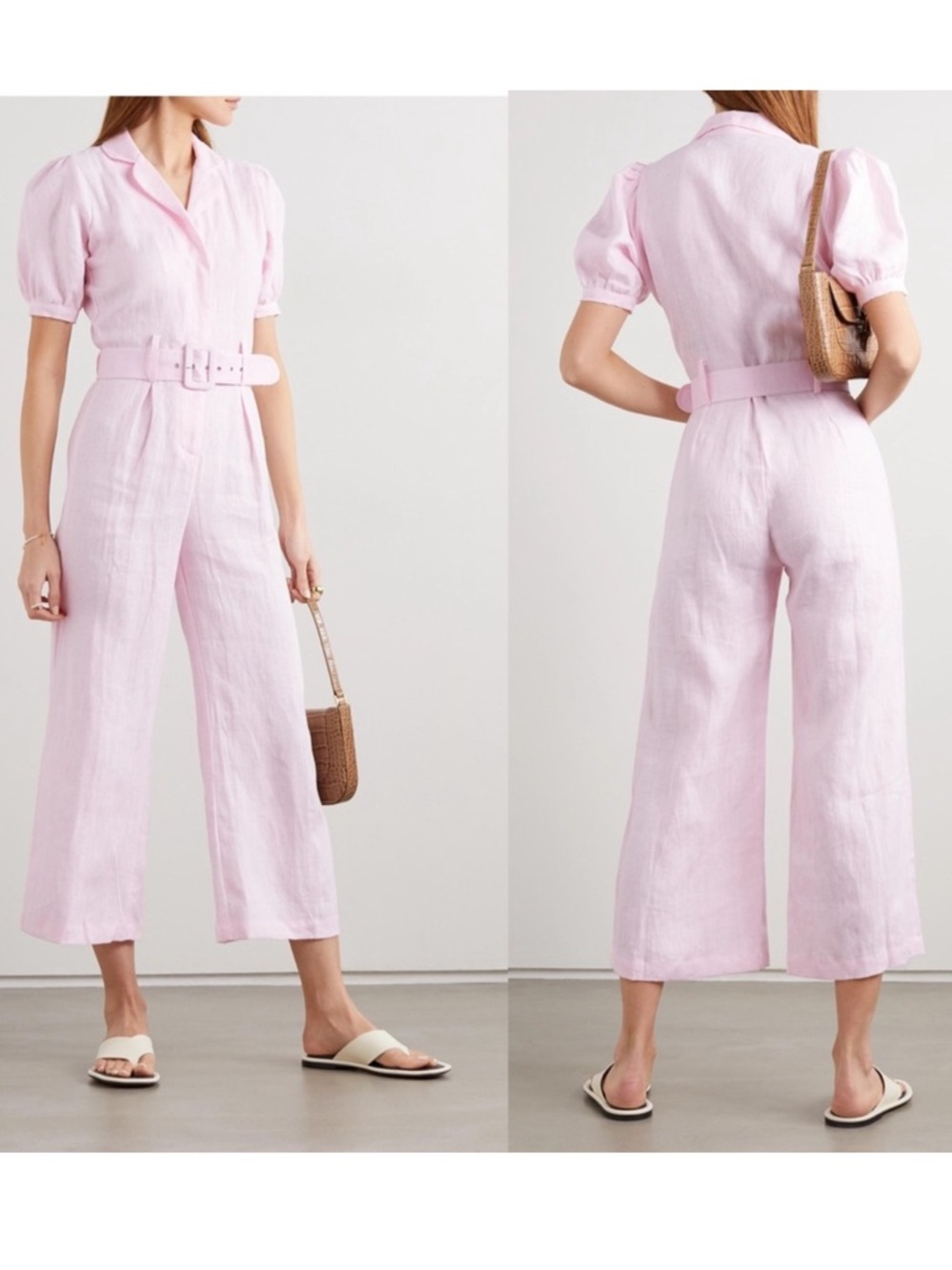 Faithfullโ The Brand Size 10 Pink Belted Frederikke Cropped Boilersuit Jumpsuit